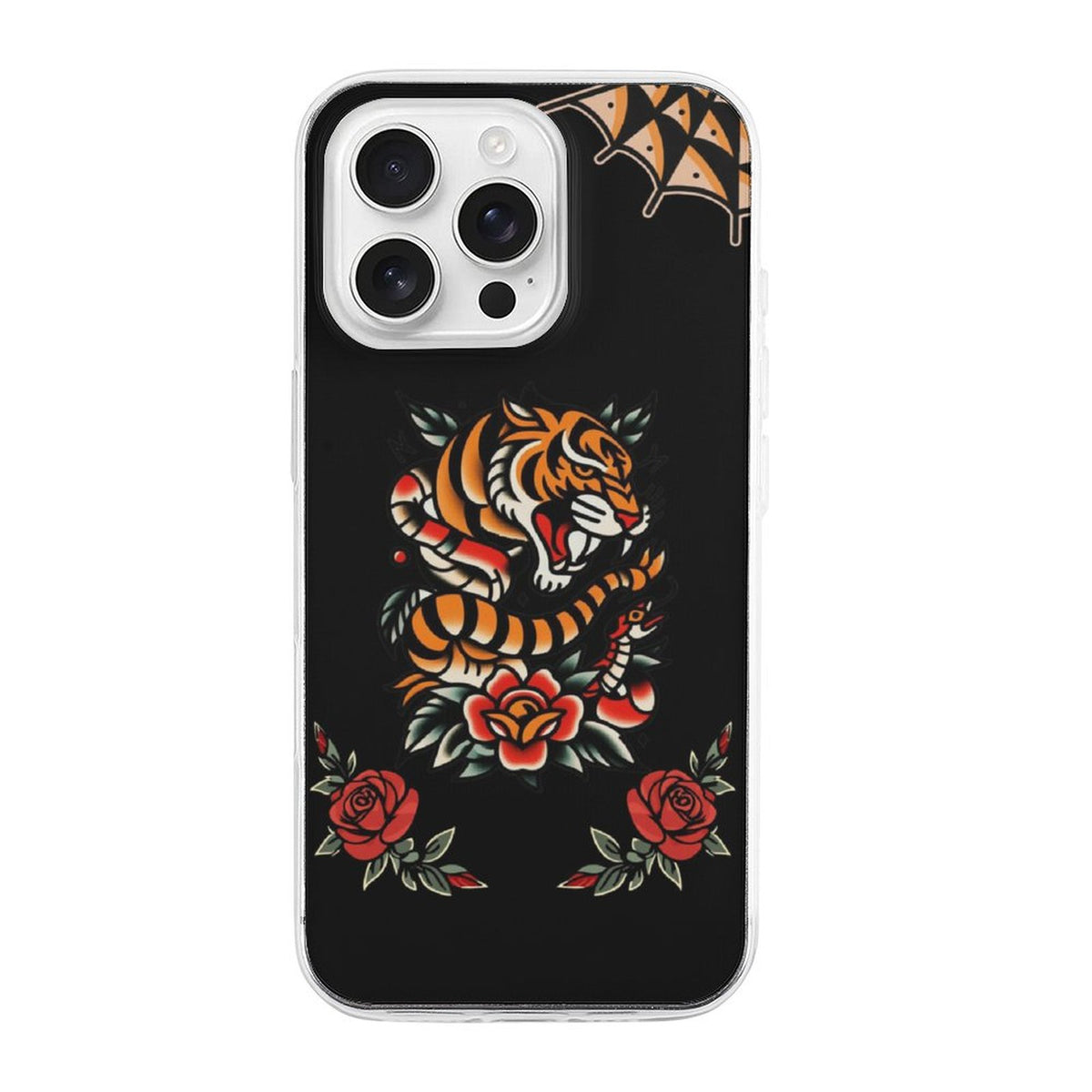 Old School Tiger Rose Print - Phone Case