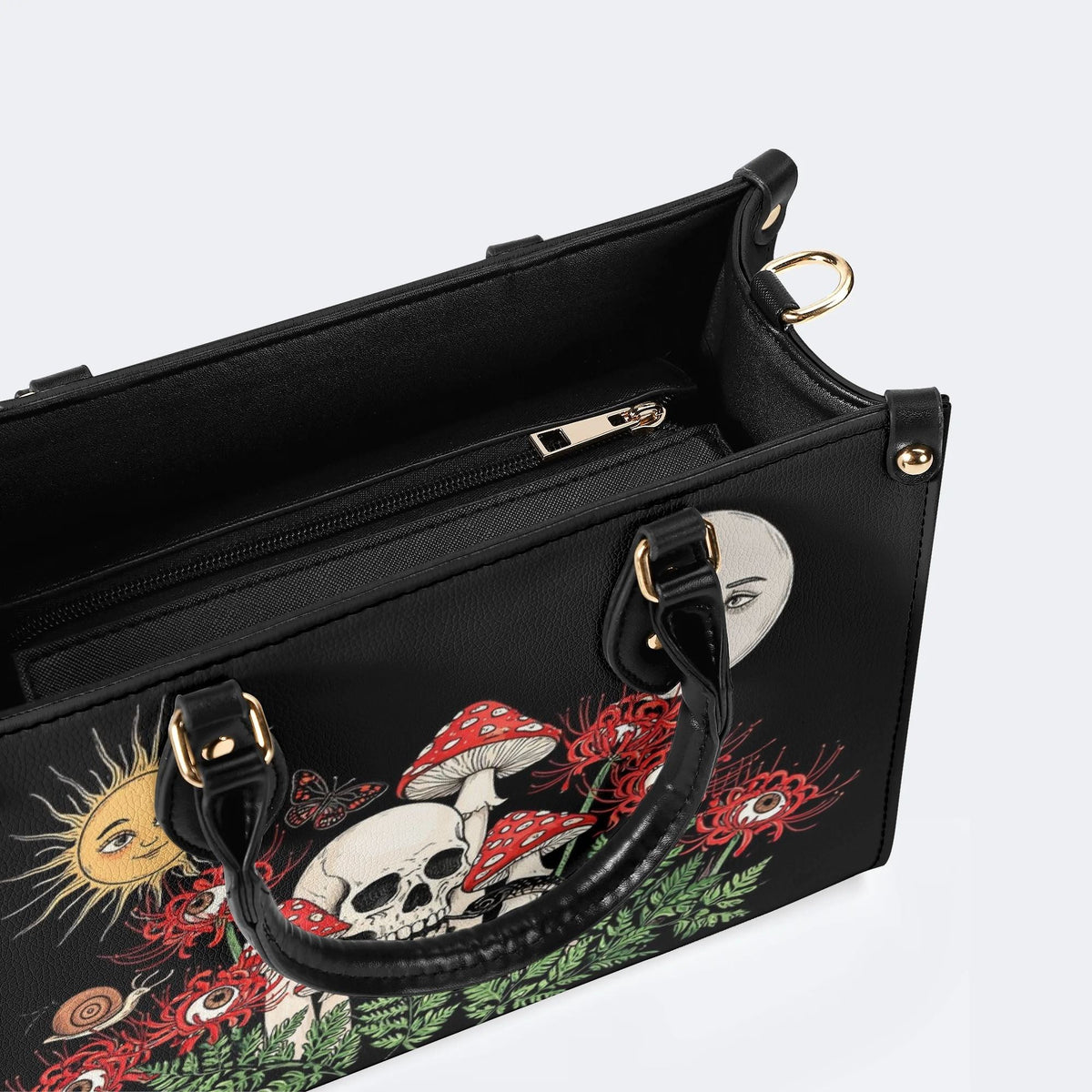Skull Mushroom Spider Lily Print Handbag Factory Direct Sales
