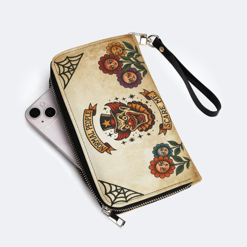 Retro Flame Clown Print Leather Wallet Factory Direct Sales