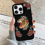 Old School Tiger Rose Print - Phone Case
