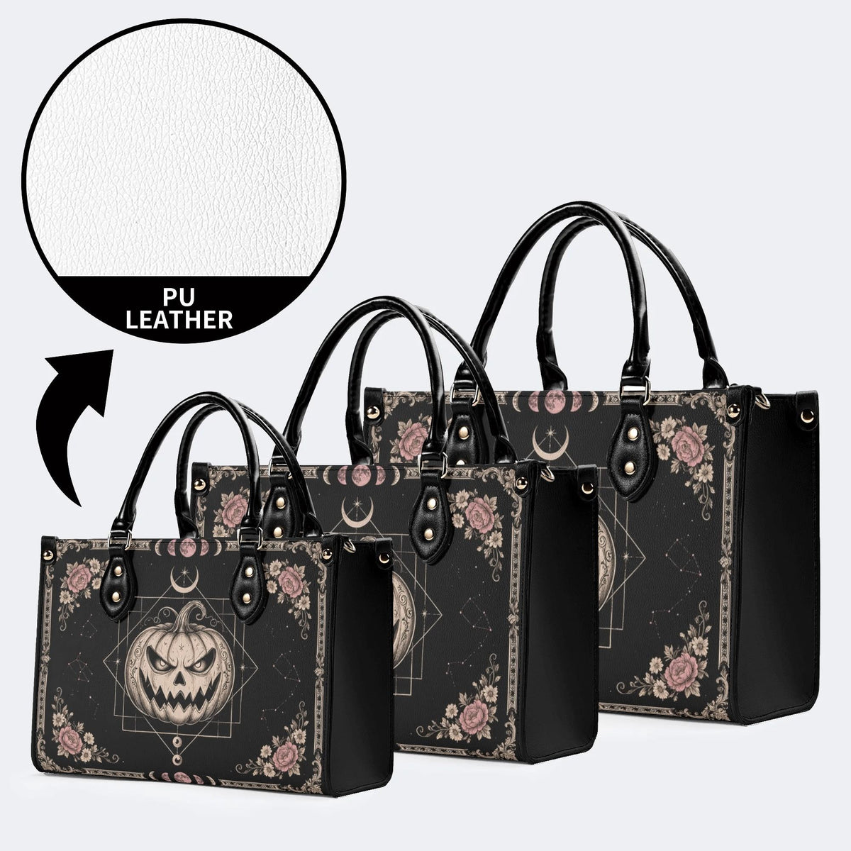 Pumpkin Rose Print Handbag Factory Direct Sales