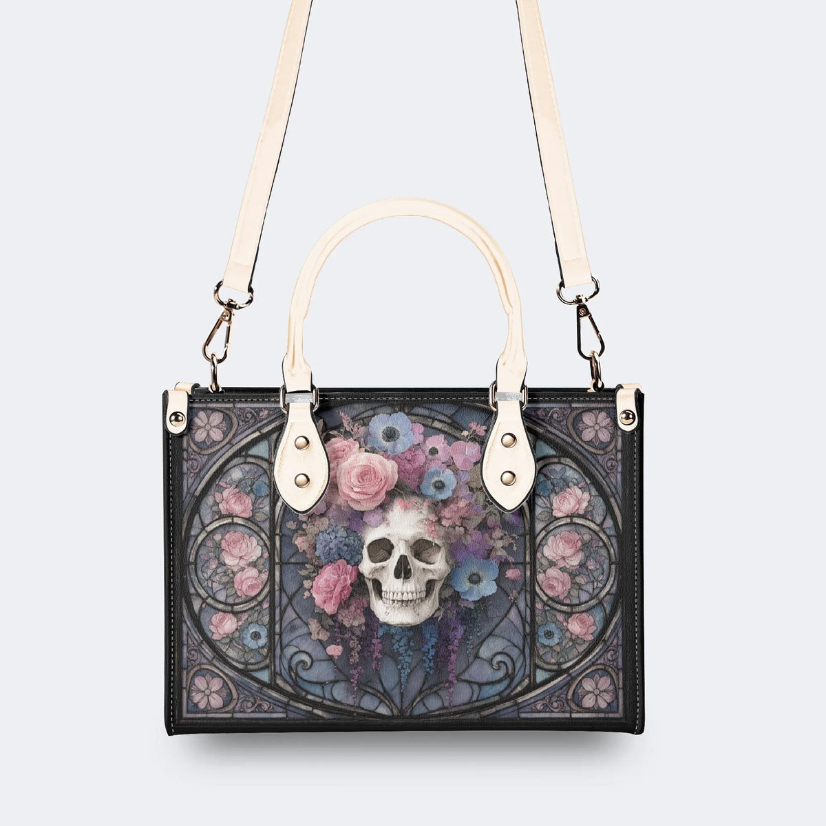 Rose Skull Glass Print Handbag Factory Direct Sales
