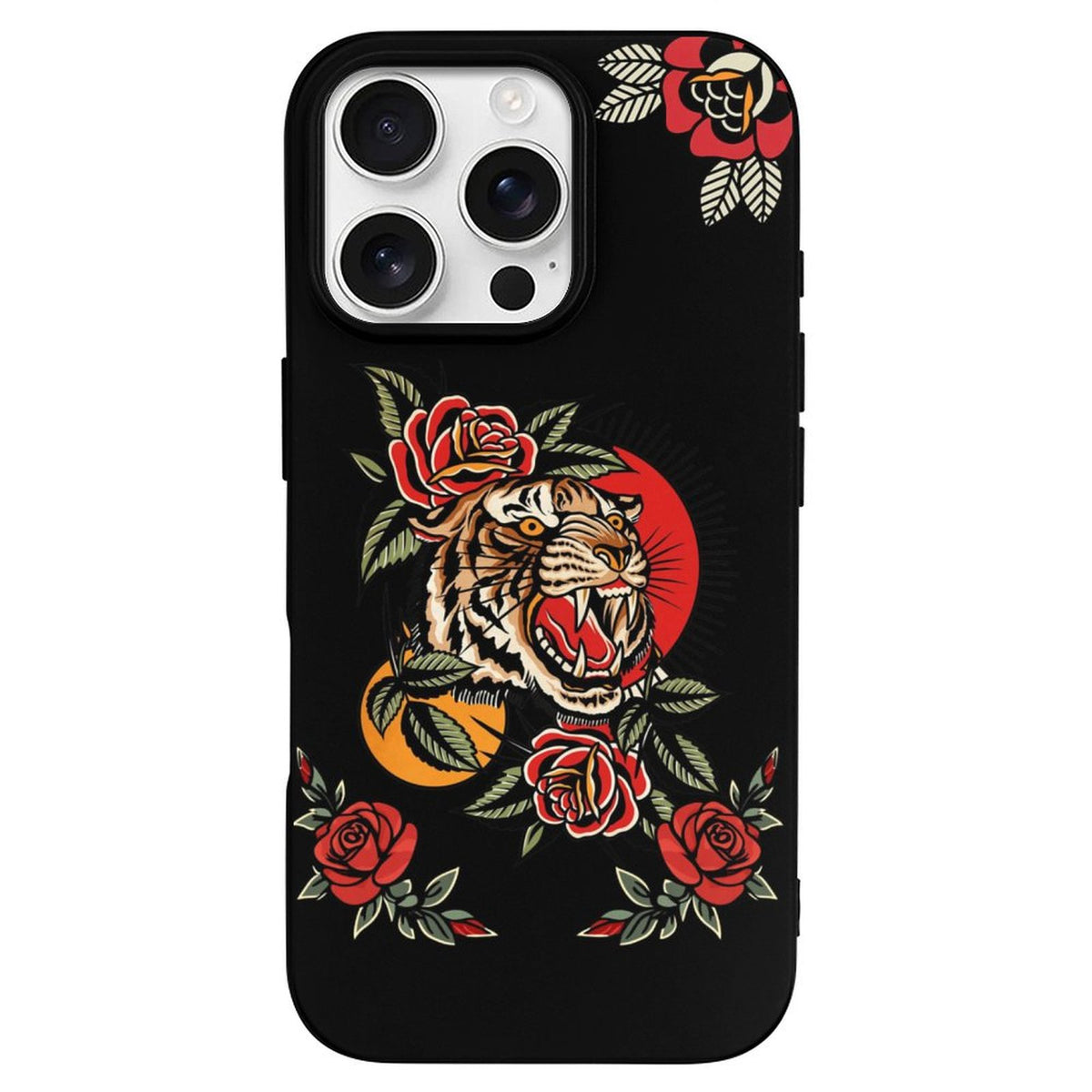 Old School Rose Tiger Print - Phone Case