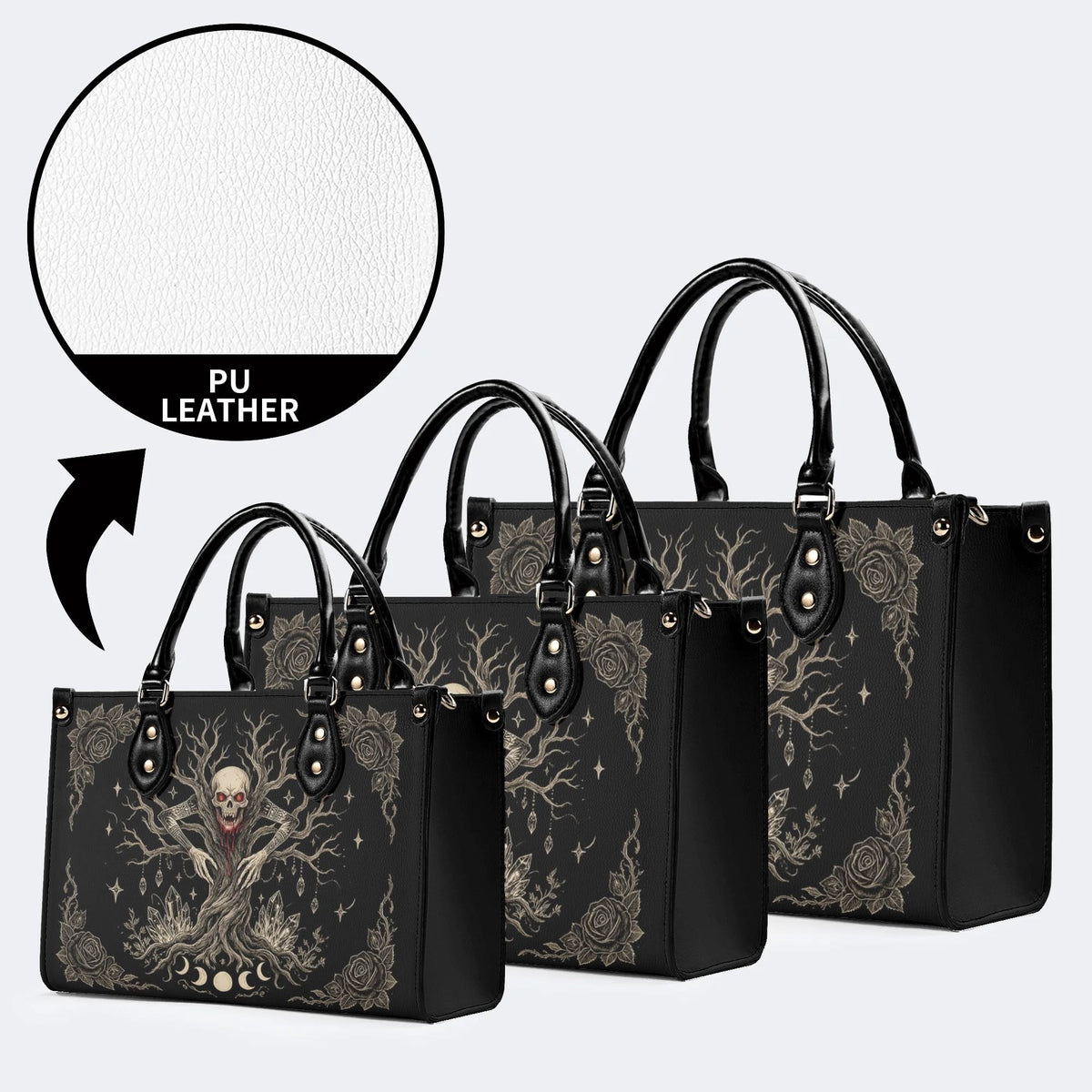 Undead Tree Skull Rose Print Handbag Factory Direct Sales