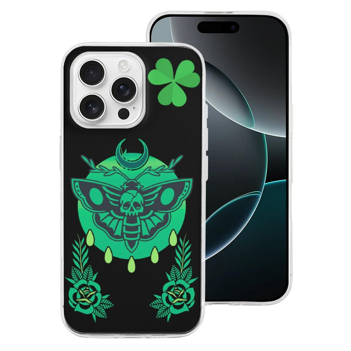 Shamrock Death Moth Print - Phone Case