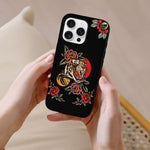 Old School Rose Tiger Print - Phone Case