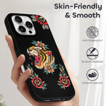 Old School Tiger Rose Print - Phone Case
