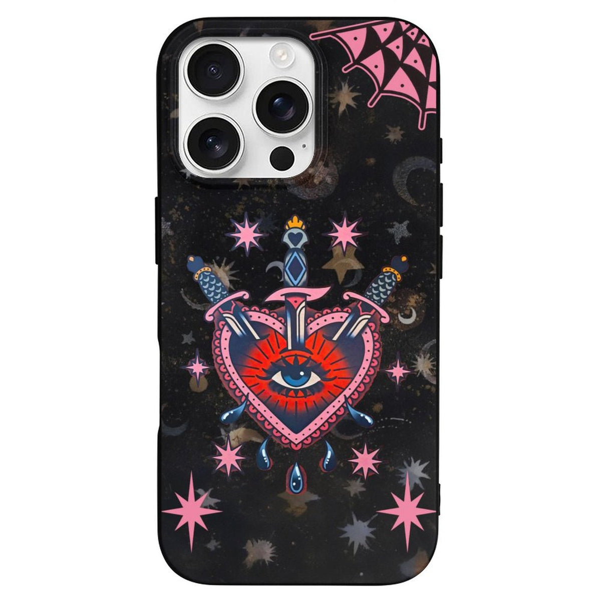 Red Heart & Eye Print - Phone Case