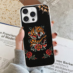 Old School Tiger Rose Print - Phone Case