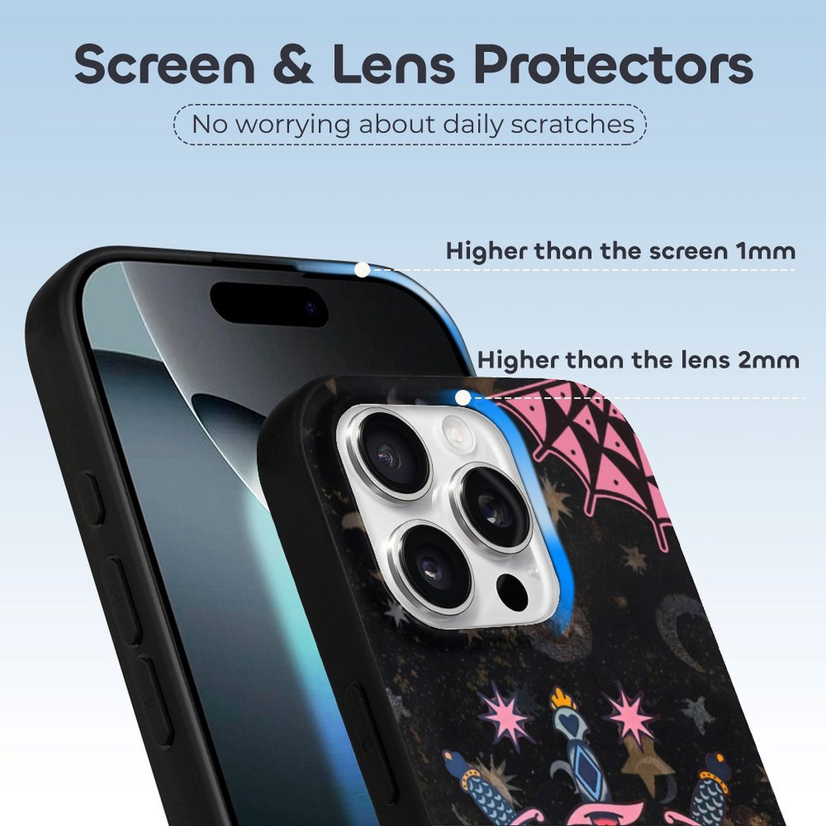 Red Heart & Eye Print - Phone Case