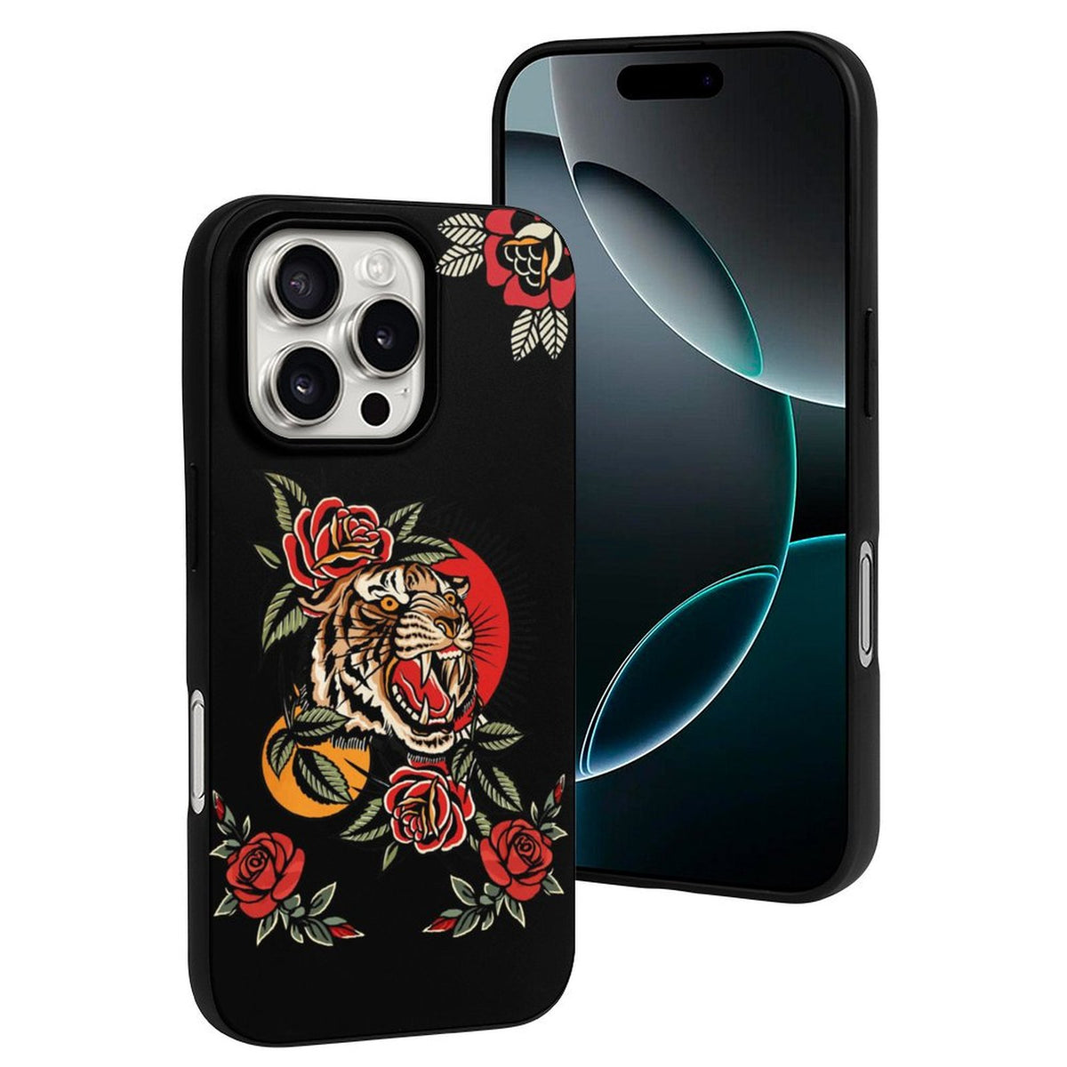 Old School Rose Tiger Print - Phone Case