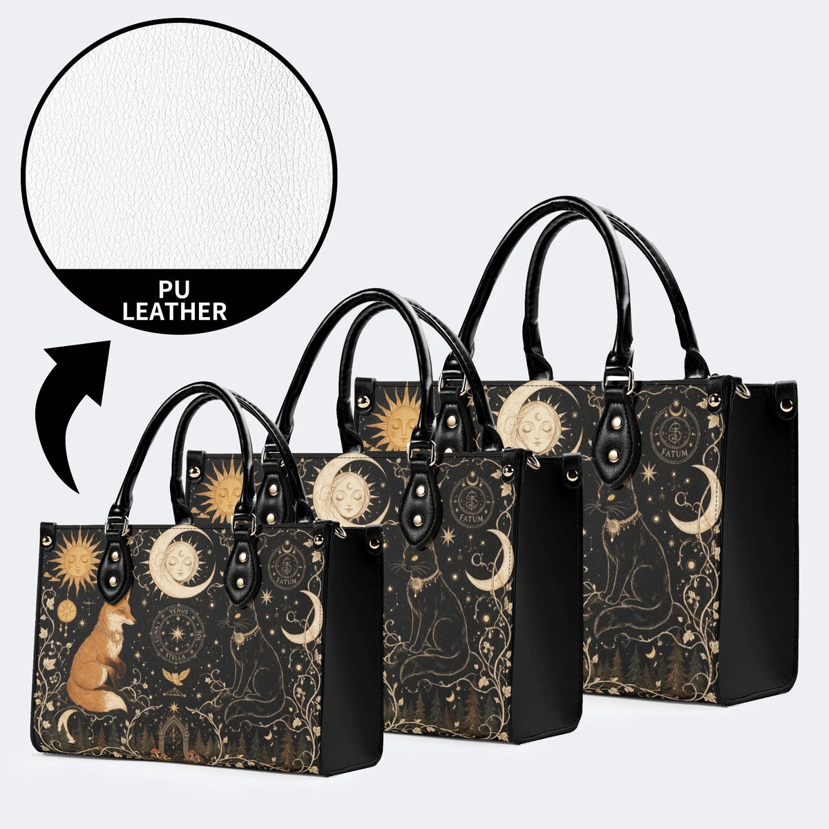 Celestial Fox Cat Print Handbag Factory Direct Sales