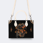 Circling Black Dragon Print Handbag Factory Direct Sales