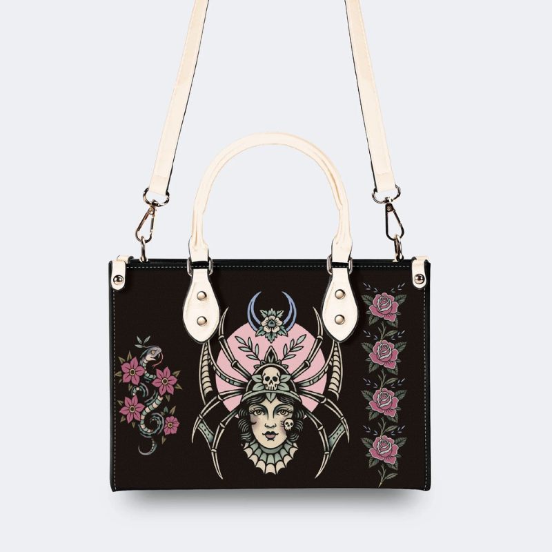 Vintage Spider Queen Print Handbag Factory Direct Sales