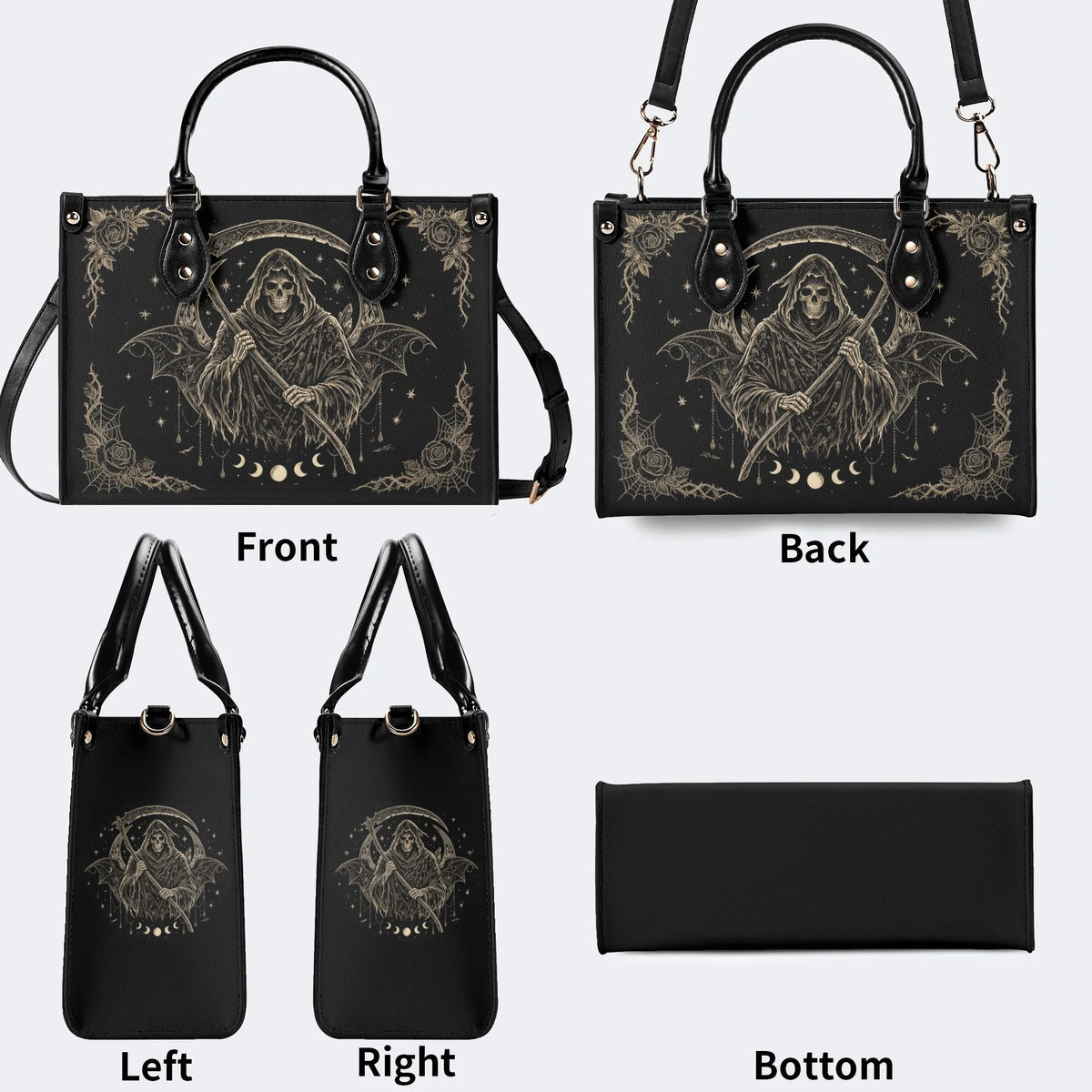Grim Reaper Rose Print Handbag Factory Direct Sales