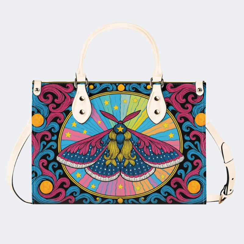 Colorful Moth Print Handbag Factory Direct Sales
