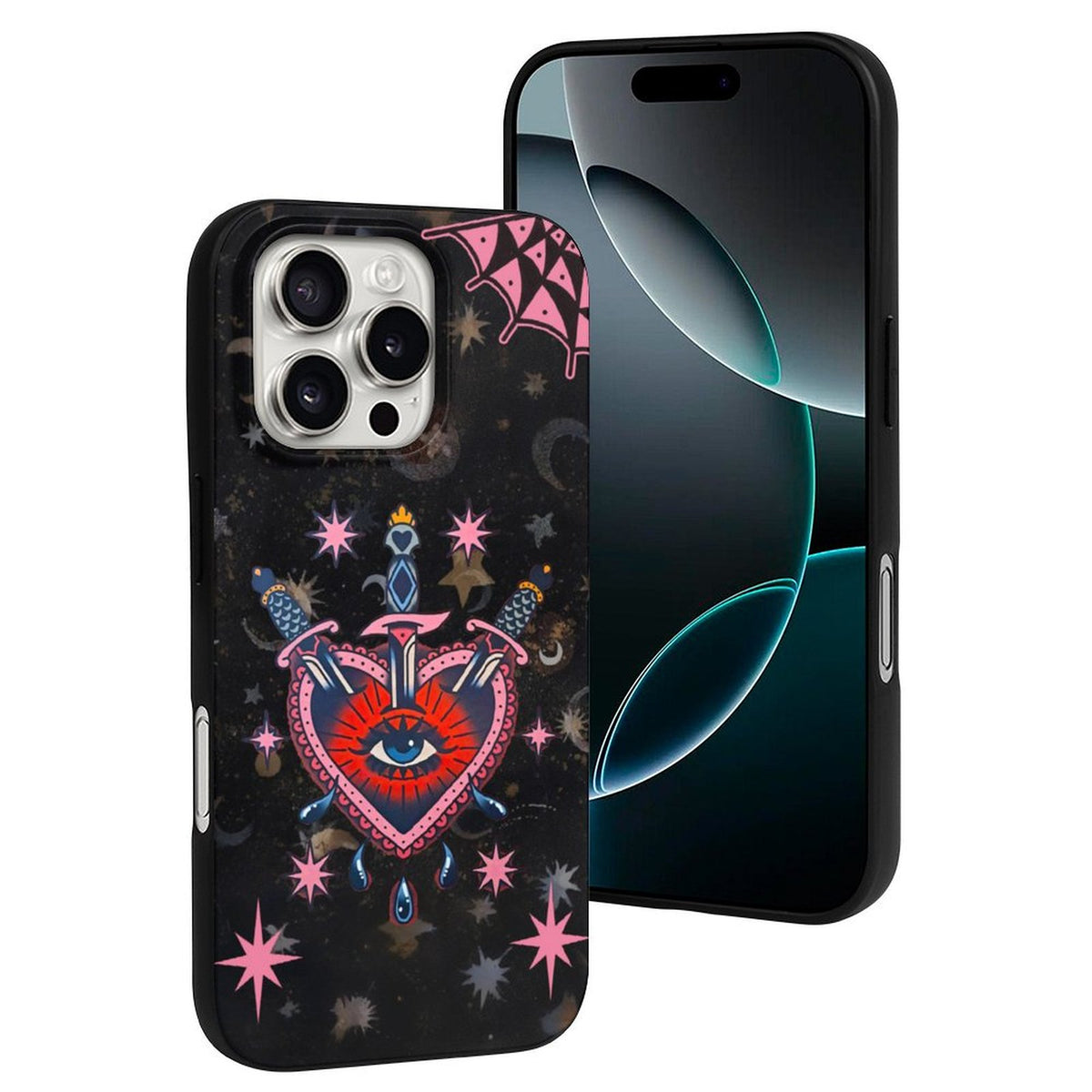 Red Heart & Eye Print - Phone Case
