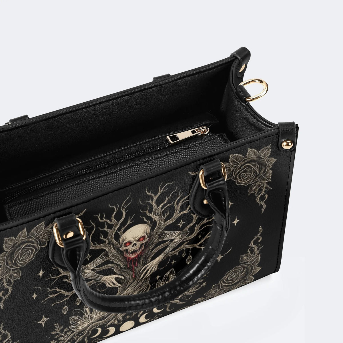Undead Tree Skull Rose Print Handbag Factory Direct Sales