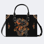 Circling Black Dragon Print Handbag Factory Direct Sales