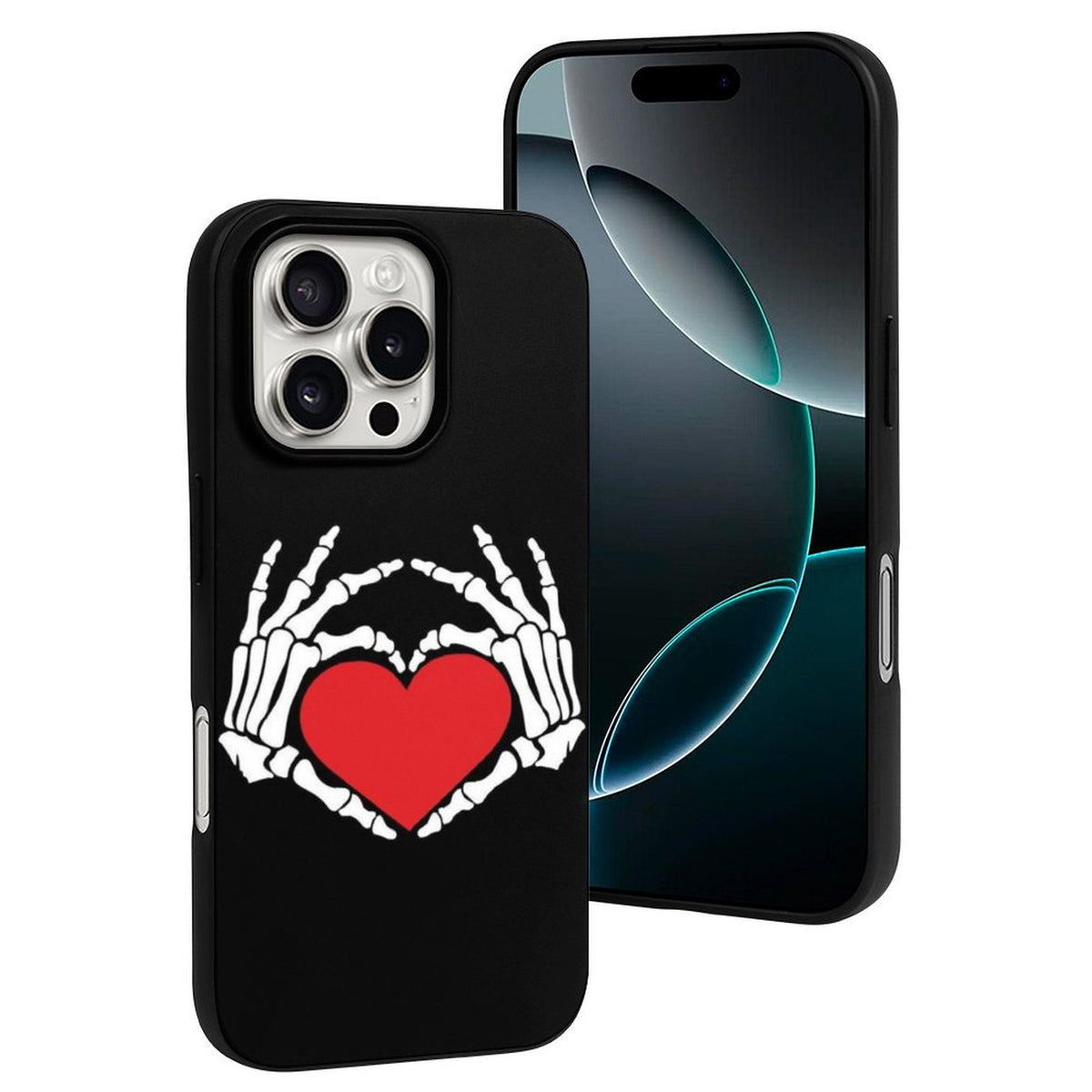 Retro Skull Heart Print - Phone Case