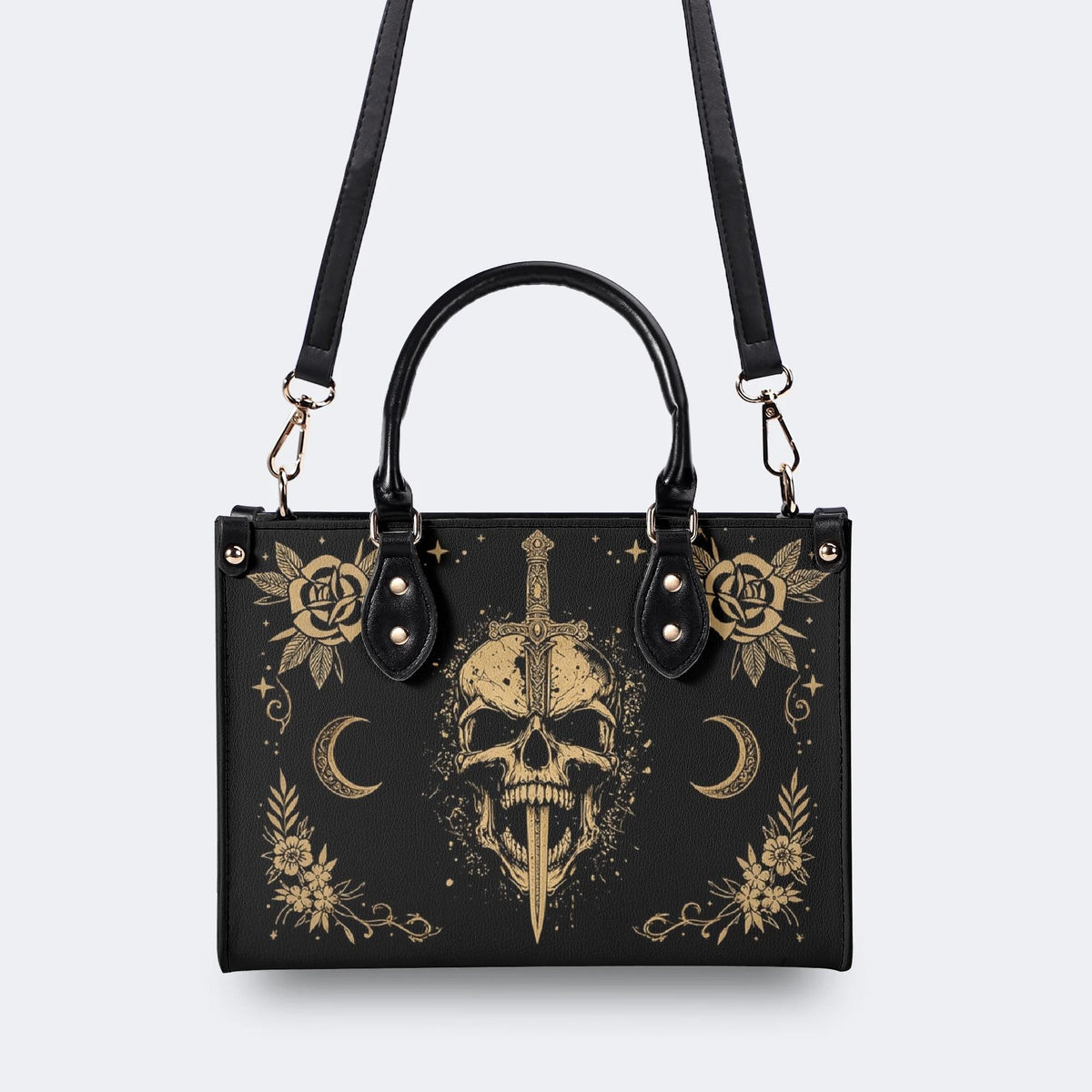 Skull Dagger Moon Rose Print Handbag Factory Direct Sales