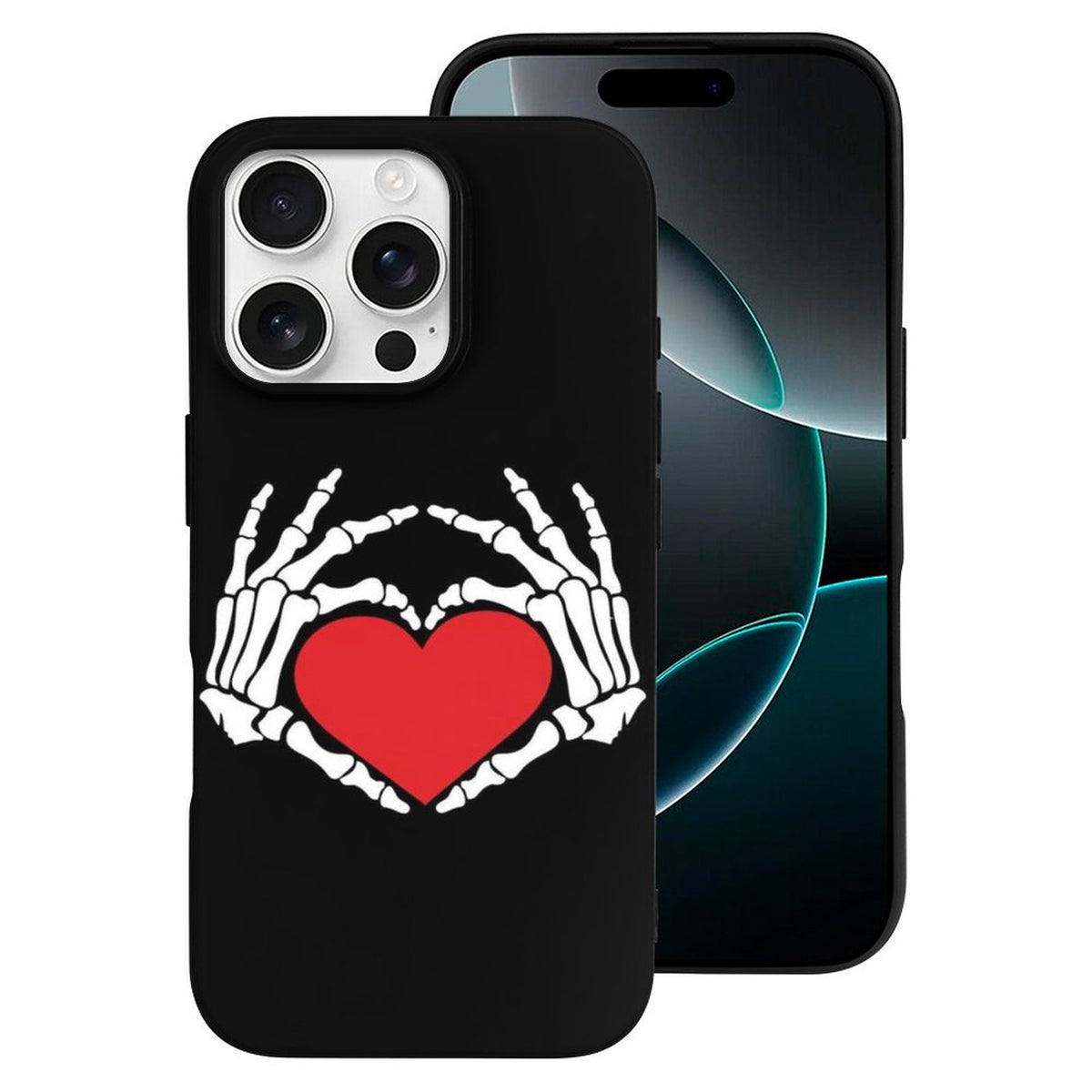 Retro Skull Heart Print - Phone Case