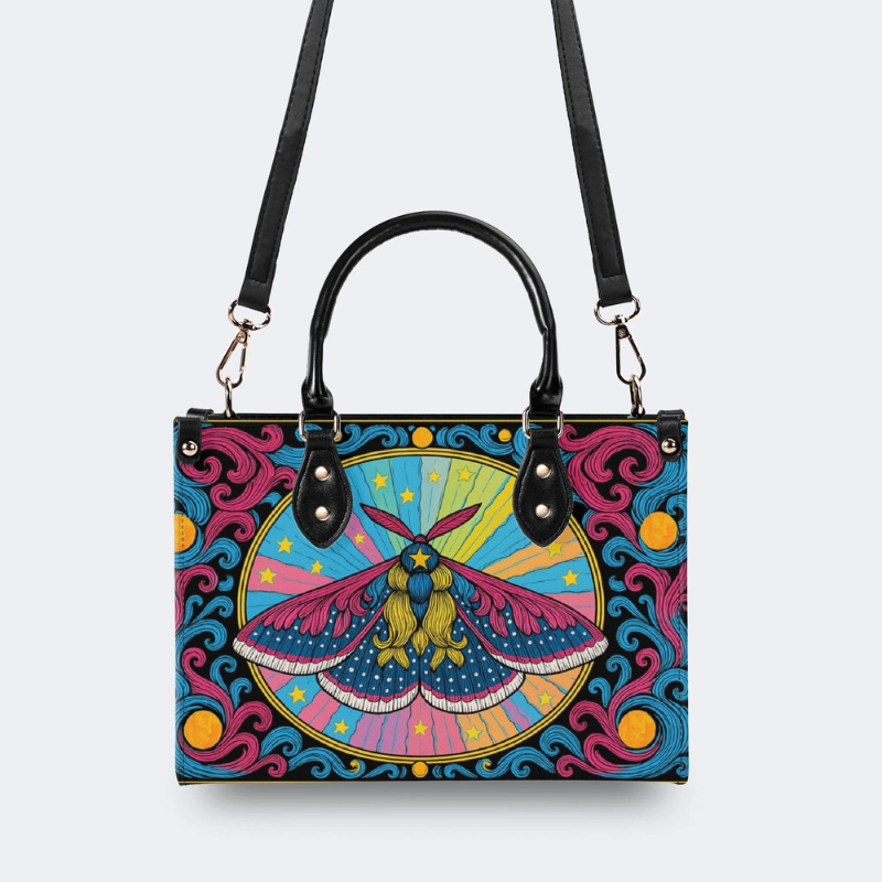 Colorful Moth Print Handbag Factory Direct Sales