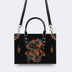 Circling Black Dragon Print Handbag Factory Direct Sales