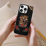 Old School Tiger Rose Print - Phone Case
