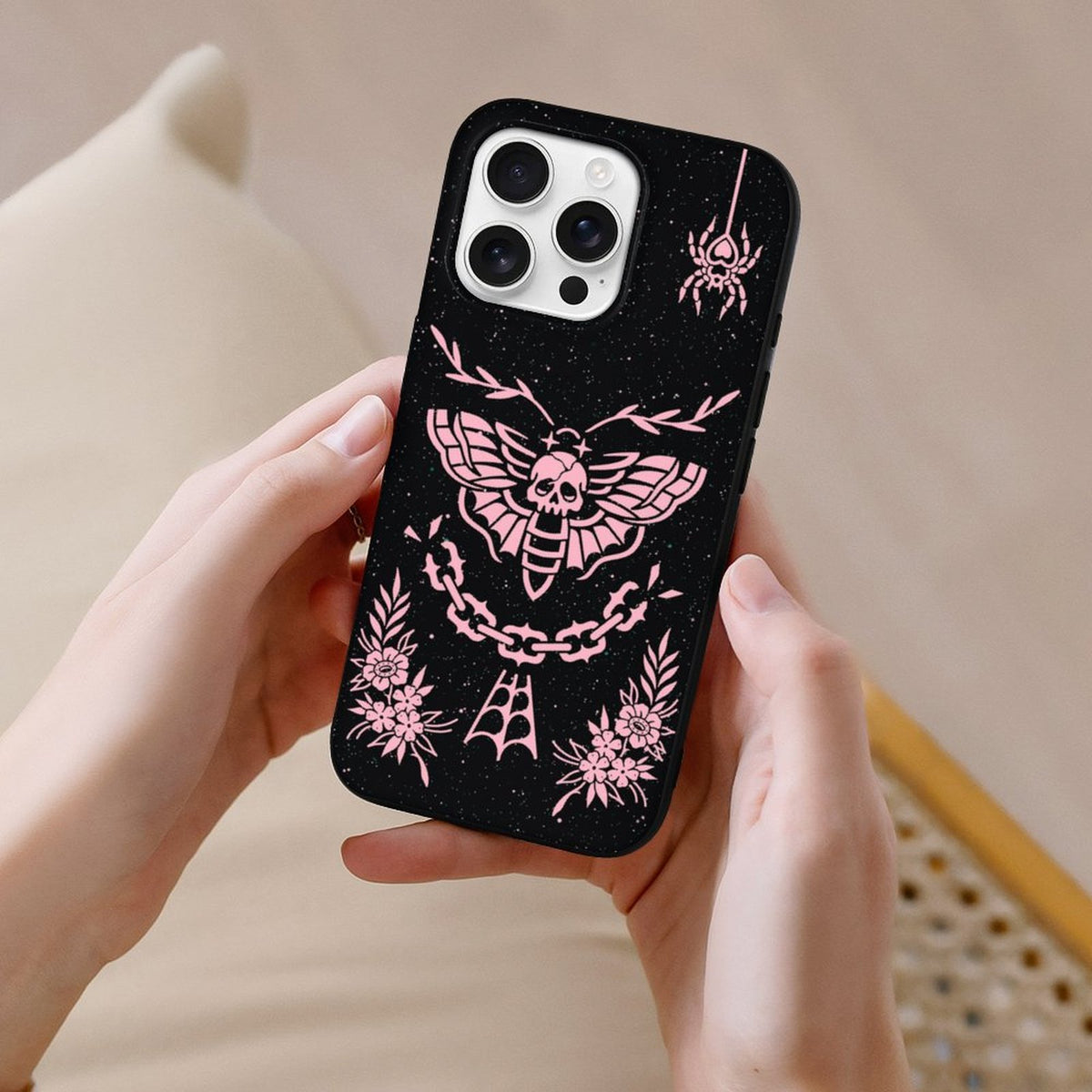Pink Death Moth Print - Phone Case