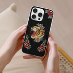 Old School Tiger Rose Print - Phone Case