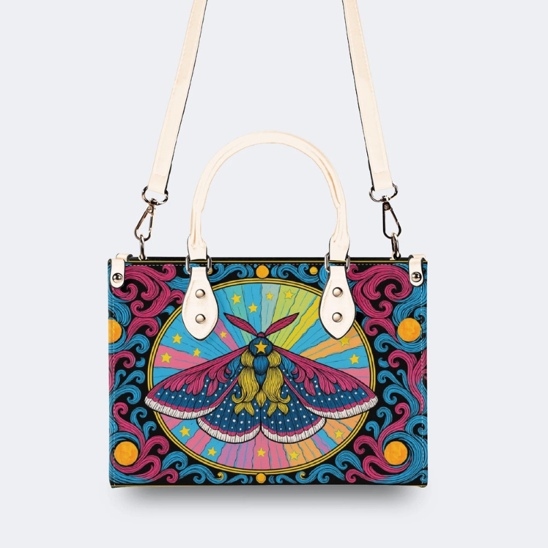 Colorful Moth Print Handbag Factory Direct Sales