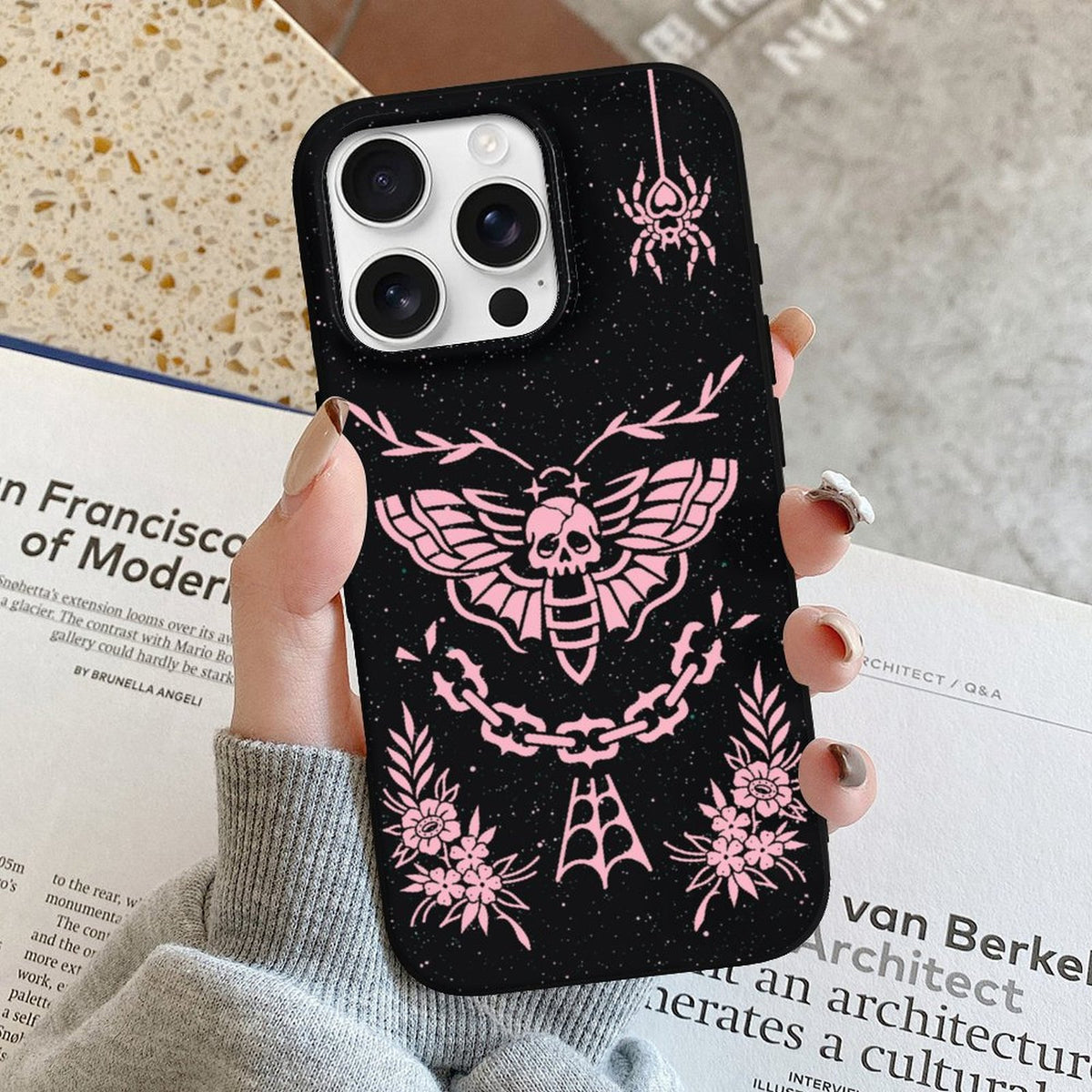 Pink Death Moth Print - Phone Case
