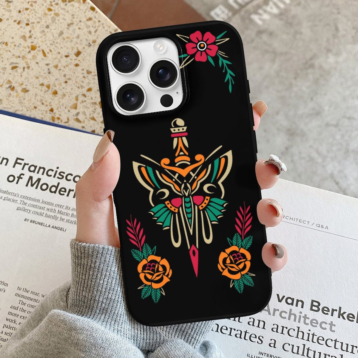 Sword And Moth Print - Phone Case