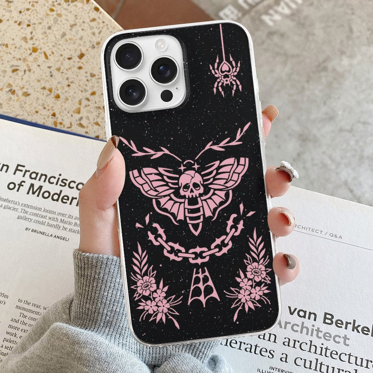 Pink Death Moth Print - Phone Case