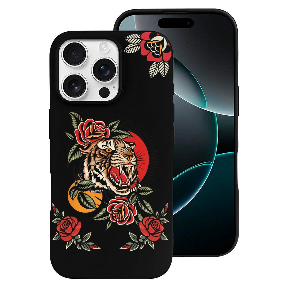 Old School Rose Tiger Print - Phone Case