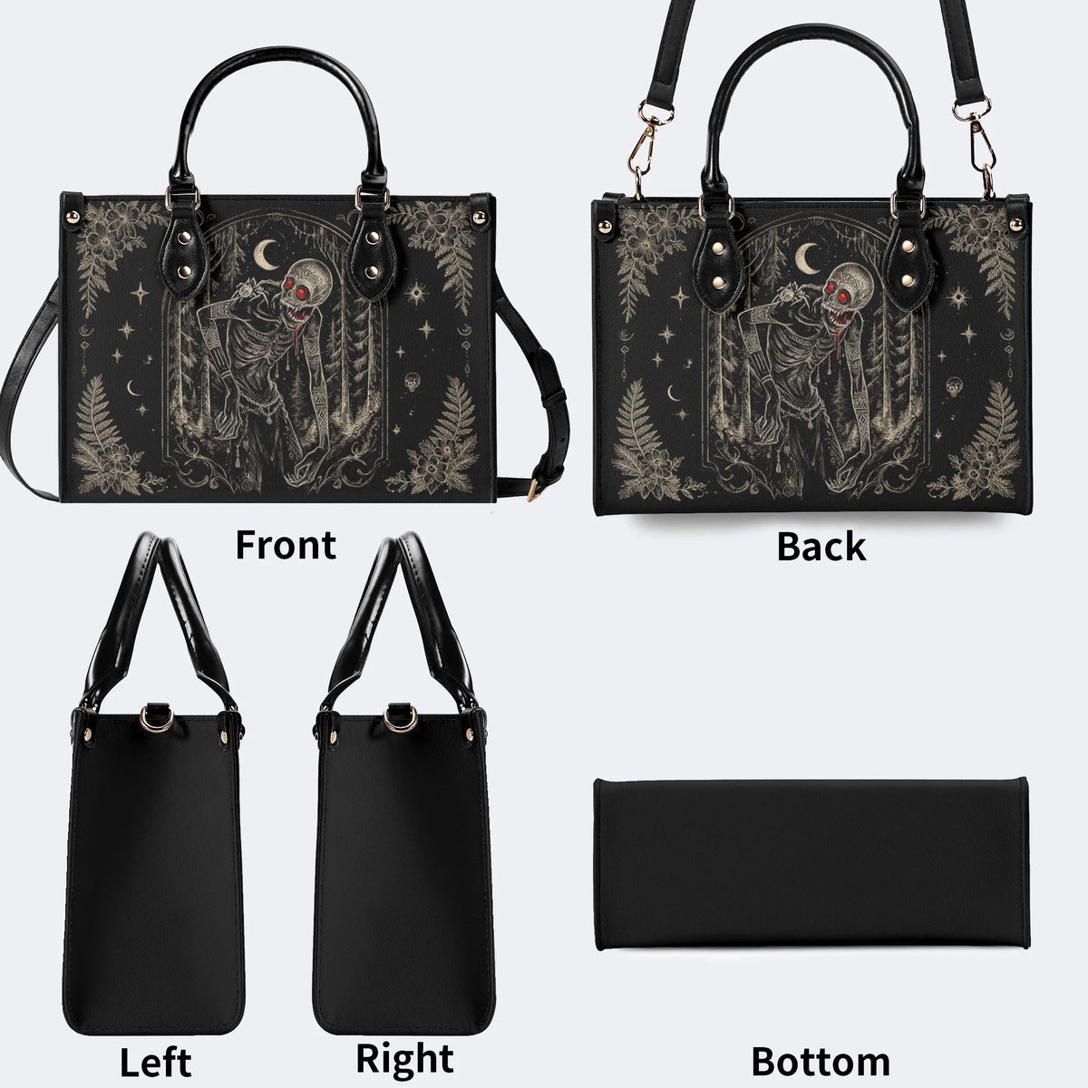 Undead Skeleton Moon Forest Print Handbag Factory Direct Sales
