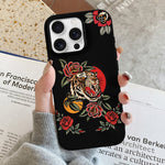 Old School Rose Tiger Print - Phone Case