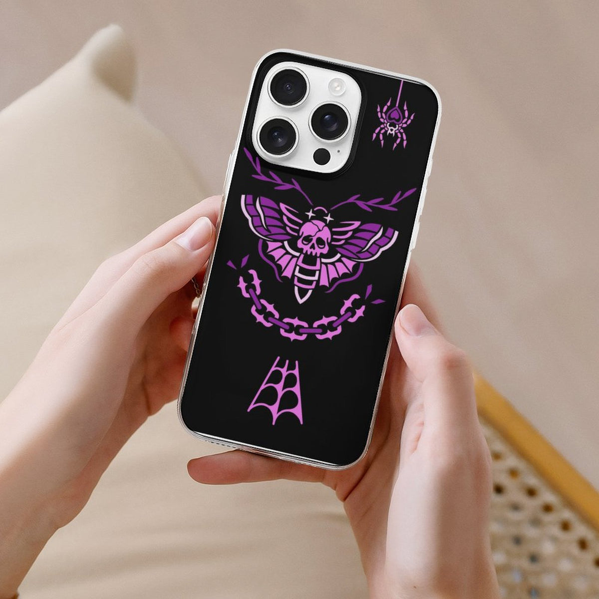 Purple Death Moth Print - Phone Case