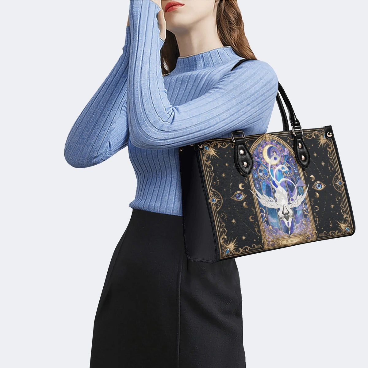 Swan Stained Glass Print Handbag Factory Direct Sales