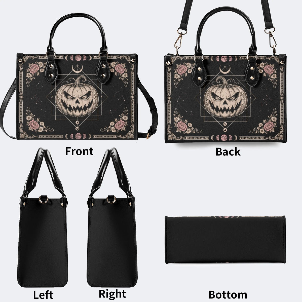 Pumpkin Rose Print Handbag Factory Direct Sales