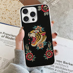 Old School Tiger Rose Print - Phone Case
