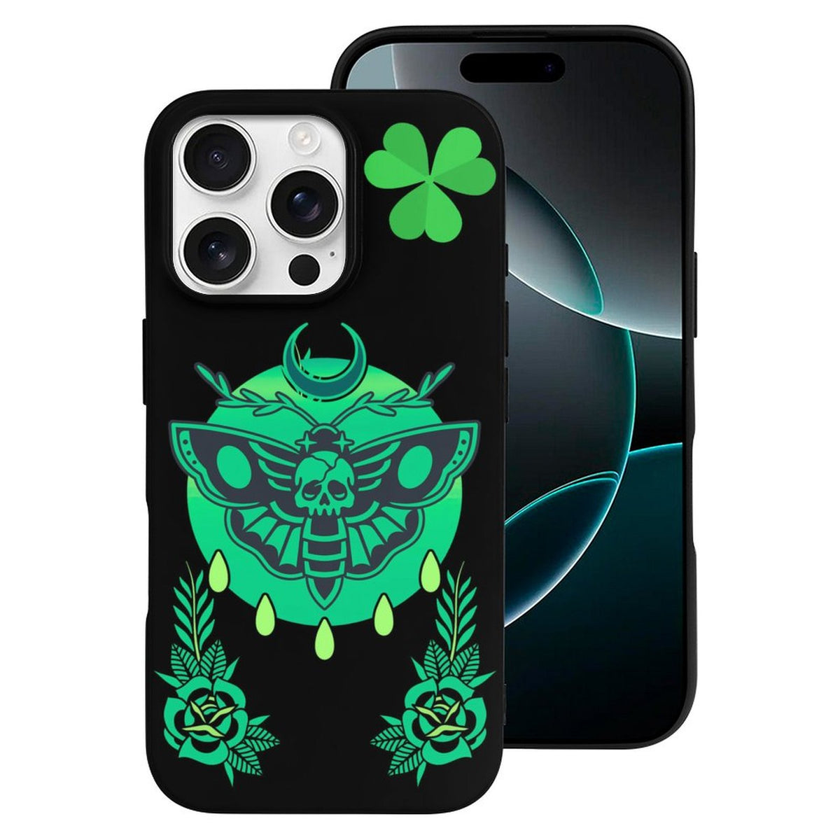 Shamrock Death Moth Print - Phone Case