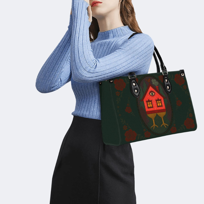 Abstract Bird House Print Handbag Factory Direct Sales_06