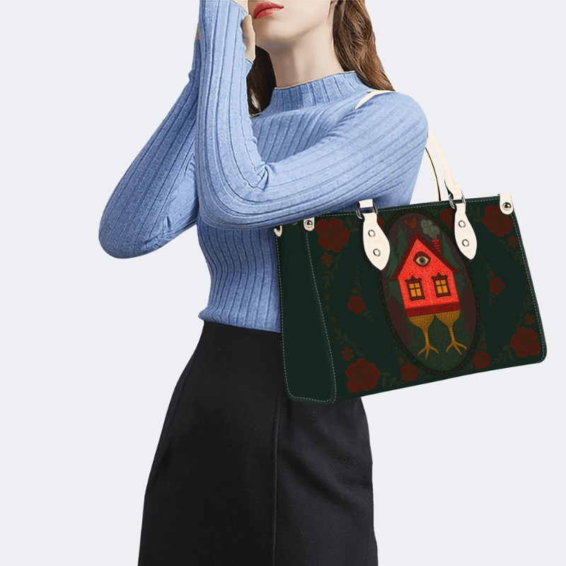 Abstract Bird House Print Handbag Factory Direct Sales_07