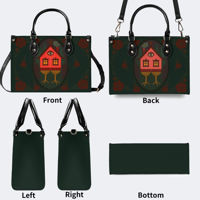 Abstract Bird House Print Handbag Factory Direct Sales_10