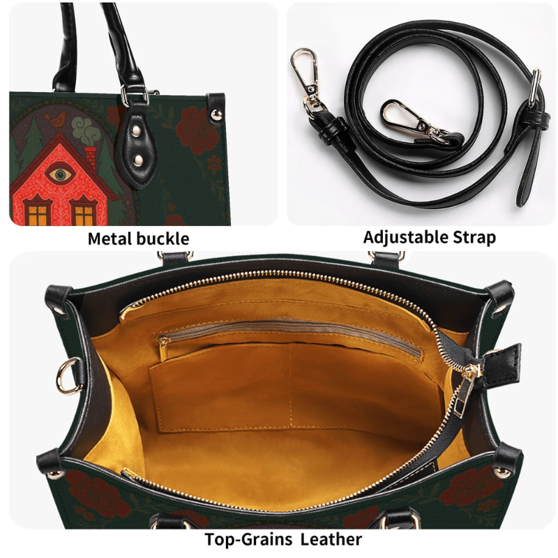 Abstract Bird House Print Handbag Factory Direct Sales_12