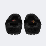 Black Background With Skull And Moth Print Slippers/Sandals