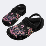 Black Background With Skull And Moth Print Slippers/Sandals