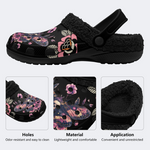 Black Background With Skull And Moth Print Slippers/Sandals